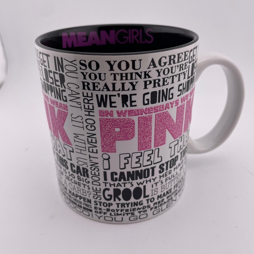 Mean Girls Movie Quotes 20oz Ceramic Coffee Mug White Pink Black‎ Silver Buffalo